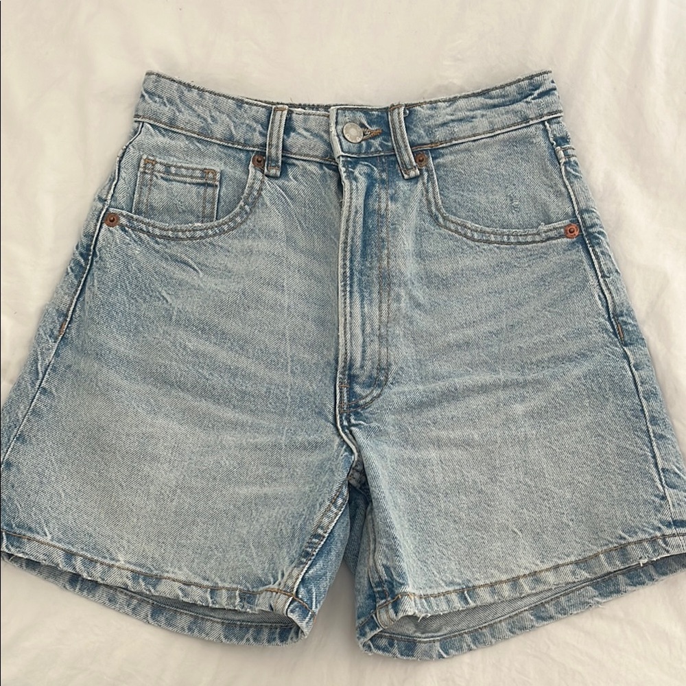 Zara Blue Jean Shorts High-Waisted Vintage Style